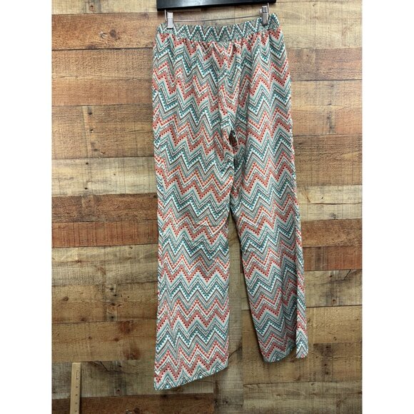 A. Byer Zigzag Pattern Wide-Leg Pants L Multicolor Elastic Waist Lightweight - Picture 4 of 6